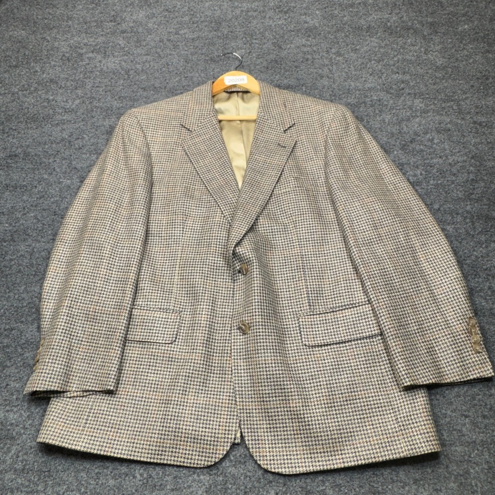 Vintage Brooks Brothers Sport Coat Mens 42S Brown Houndstooth Wool Blazer USA